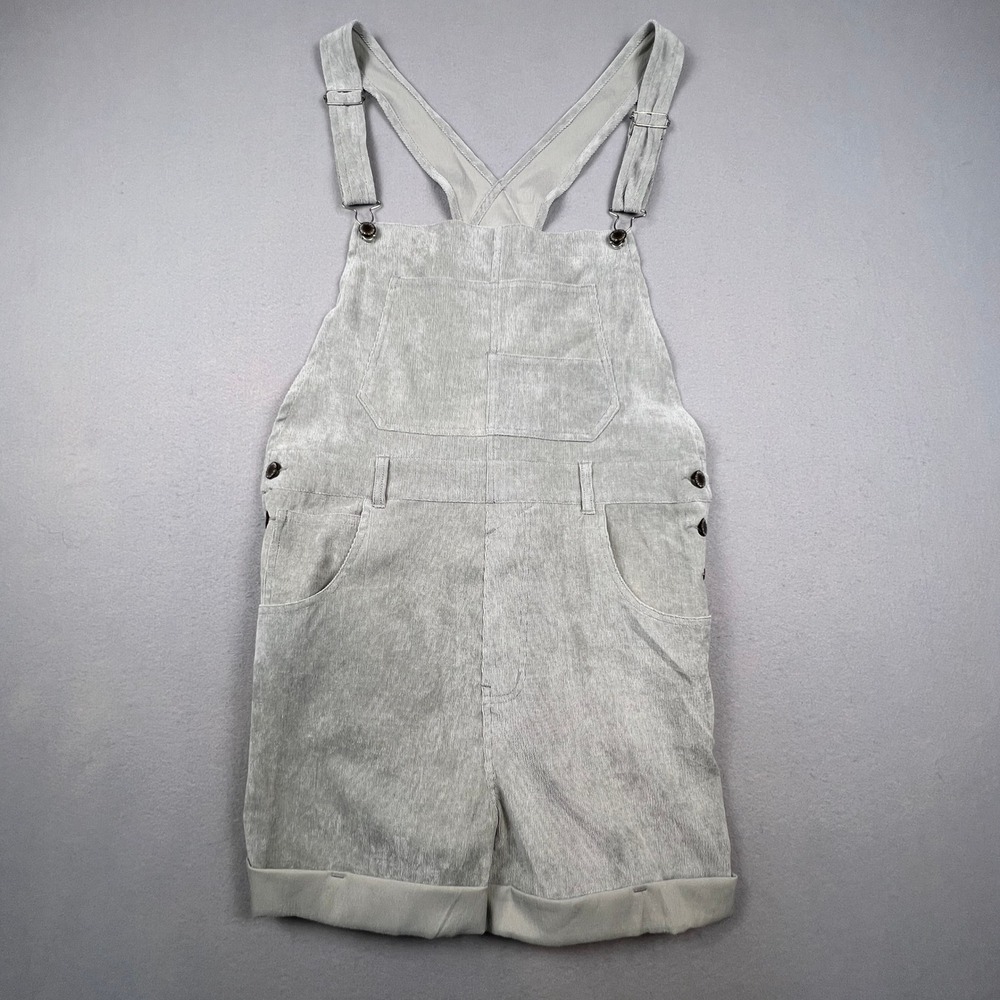 Wish List Jeans Corduroy Shortalls Womens L‎ Gray Cuffed Retro Bib Overalls